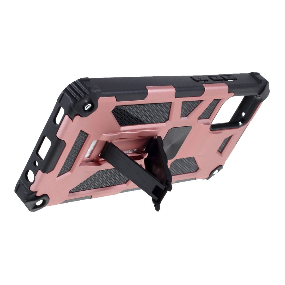 Armor Shockproof Kickstand PC TPU Phone Case with Magnetic Metal Sheet for Samsung Galaxy A02s (164.2x75.9x9.1mm) - Rose Gold-8