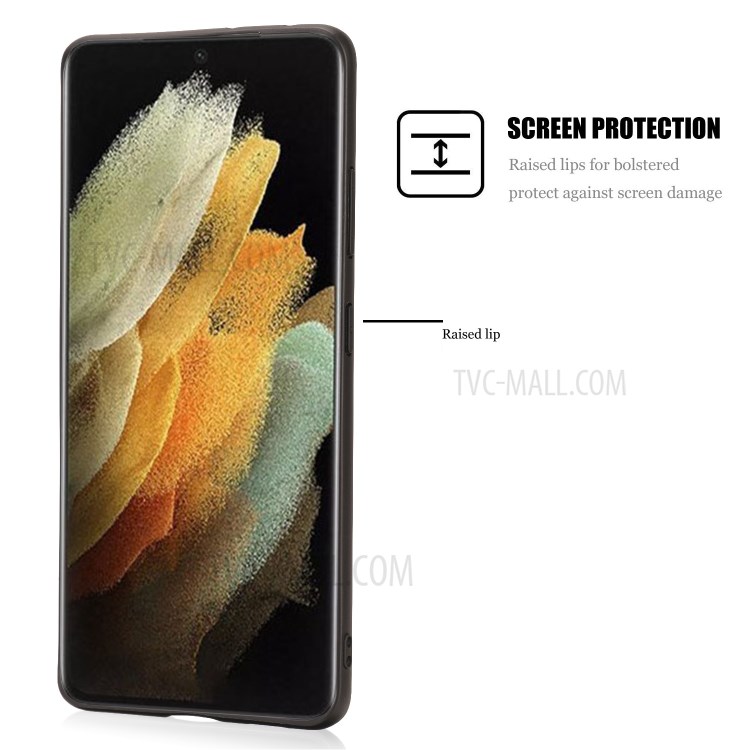 Shock Absorption Crazy Horse Texture PU Leather Coated TPU Case Shell for Samsung Galaxy S21 Ultra 5G - Black-2