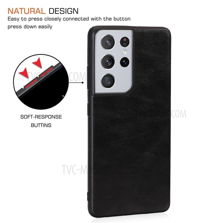 Shock Absorption Crazy Horse Texture PU Leather Coated TPU Case Shell for Samsung Galaxy S21 Ultra 5G - Black-3