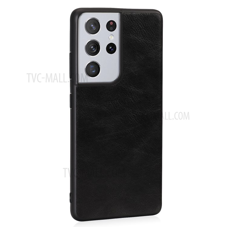 Shock Absorption Crazy Horse Texture PU Leather Coated TPU Case Shell for Samsung Galaxy S21 Ultra 5G - Black-8