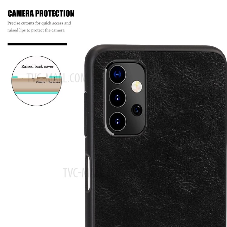 Crazy Horse Texture PU Leather Coated TPU Shock-Proof Case for Samsung Galaxy A32 5G Shell - Black-4