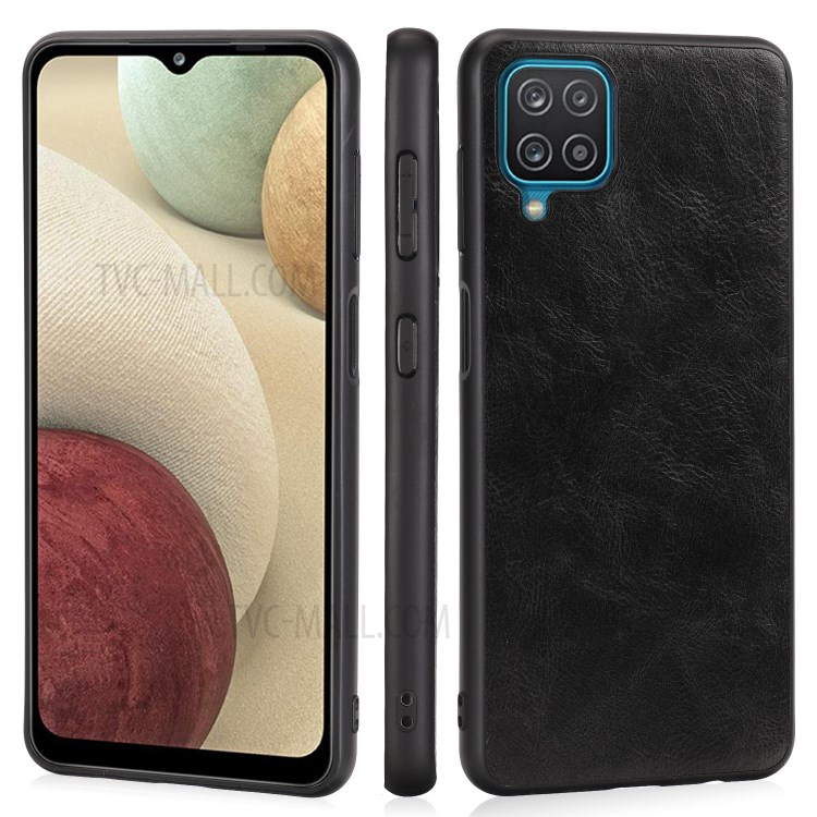 Crazy Horse Texture PU Leather Coated TPU Case for Samsung Galaxy A12 Phone Cover Shell - Black-6