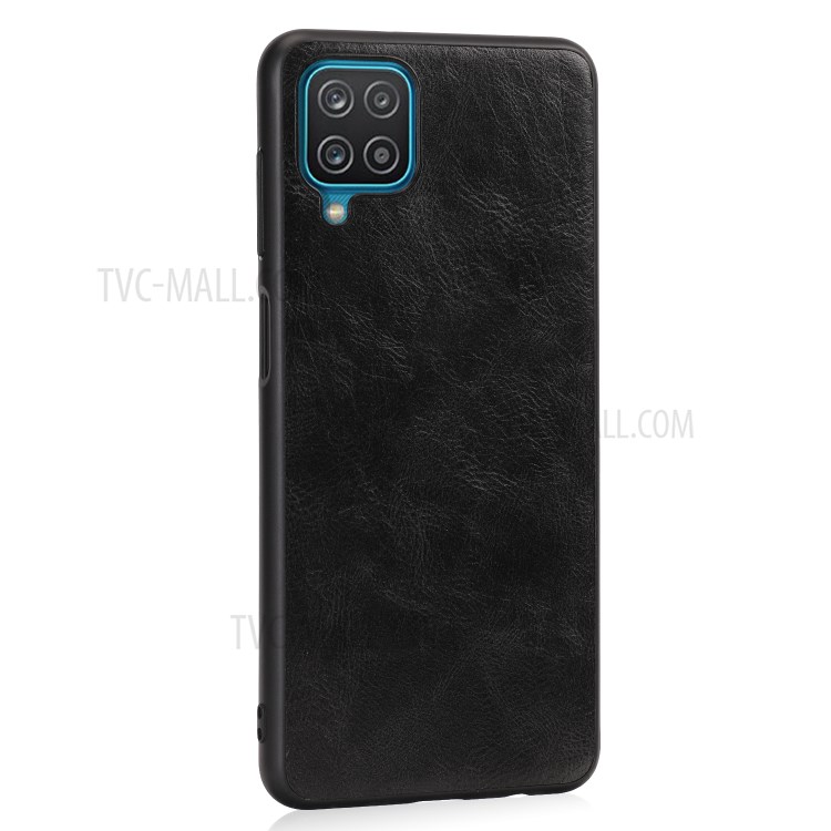 Crazy Horse Texture PU Leather Coated TPU Case for Samsung Galaxy A12 Phone Cover Shell - Black-7