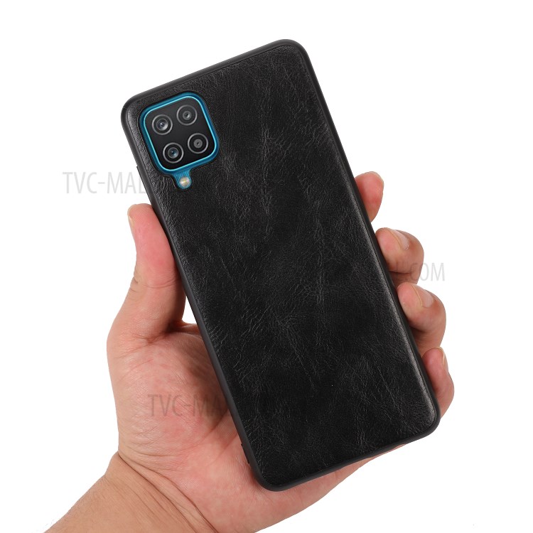 Crazy Horse Texture PU Leather Coated TPU Case for Samsung Galaxy A12 Phone Cover Shell - Black-8