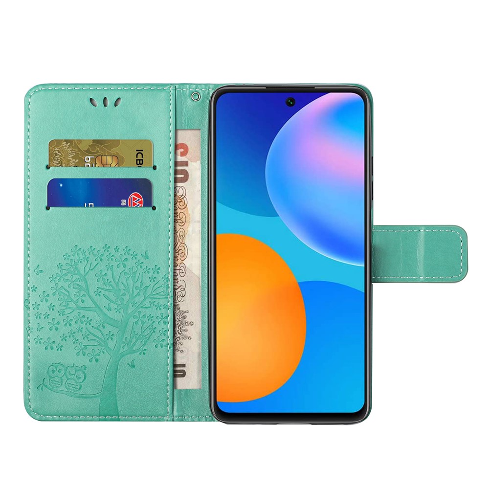Owl Pattern Printing Design Leather Wallet Phone Cover for Samsung Galaxy A32 4G - Green-4