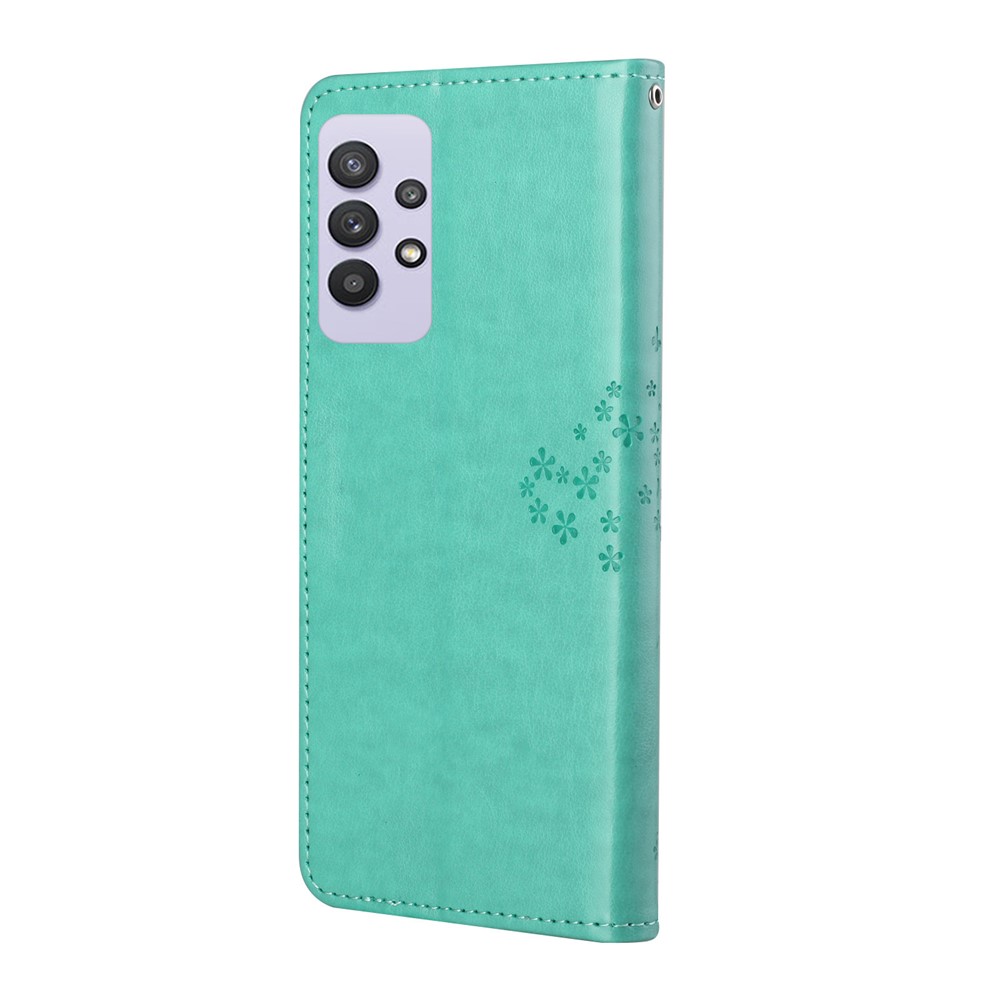 Owl Pattern Printing Design Leather Wallet Phone Cover for Samsung Galaxy A32 4G - Green-5