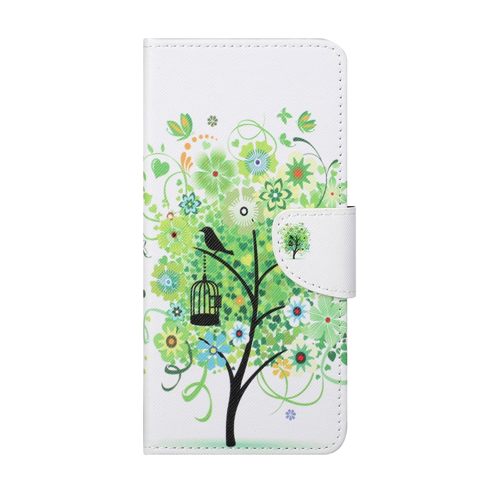 3D Pattern Printing Cross Texture Leather Wallet Stand Case Shell for Samsung Galaxy A32 4G (European Version) - Green Tree-3