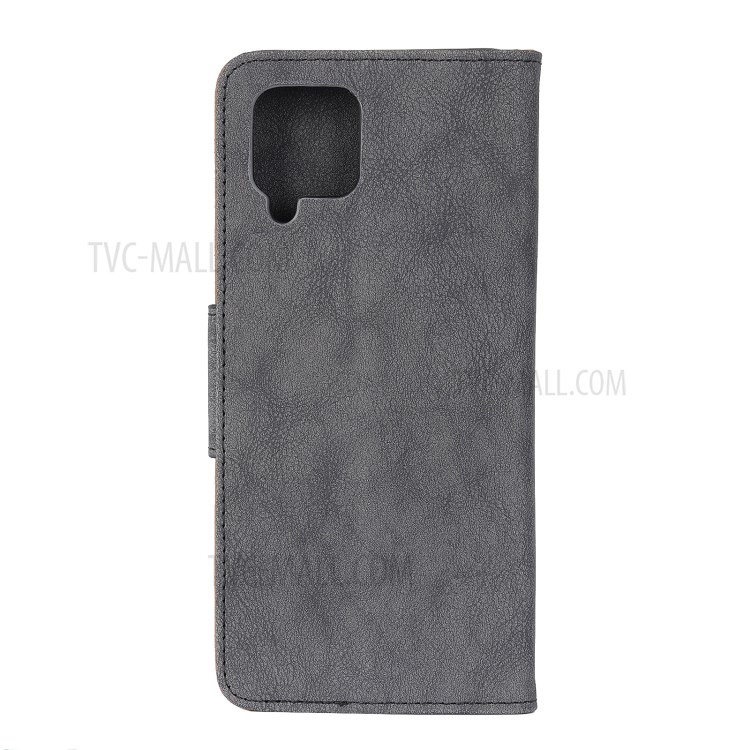 Stand Design Retro Style Split Leather Phone Wallet Case for Samsung Galaxy F62/M62 - Grey-3