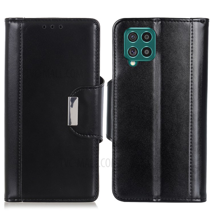 Wallet Stand Design PU Leather Protection Case Shell for Samsung Galaxy F62/M62 - Black-1