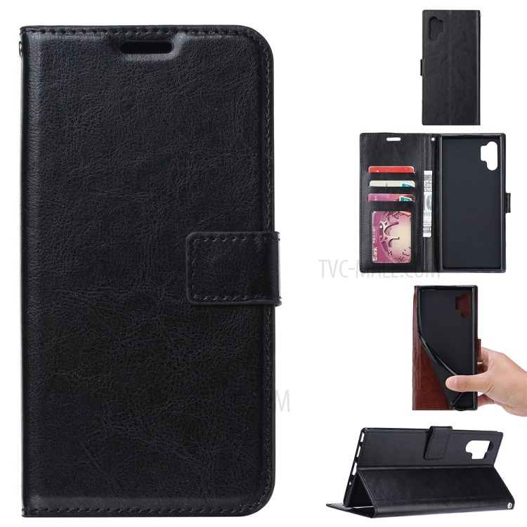 Crazy Horse Wallet Leather Shell Stand Protective Case Cover for Samsung Galaxy A32 5G - Black-2