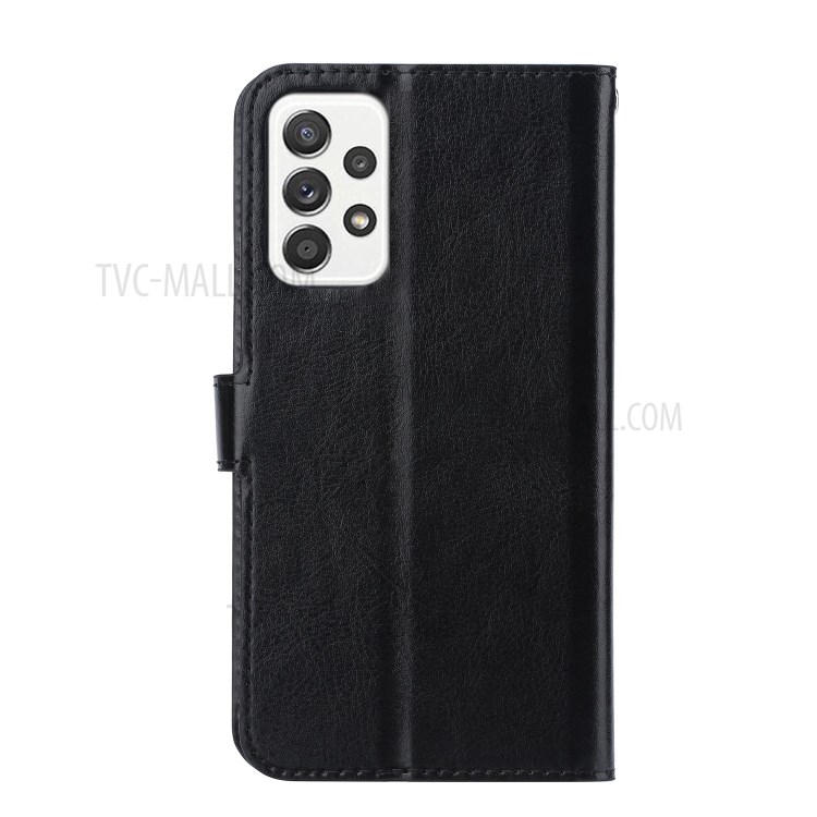 Crazy Horse Wallet Leather Shell for Samsung Galaxy A52 5G Stand Protective Case - Black-6