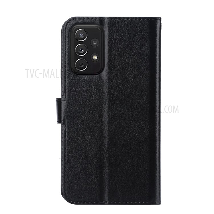 Crazy Horse Wallet Leather Shell for Samsung Galaxy A72 5G Stand Protective Case - Black-6