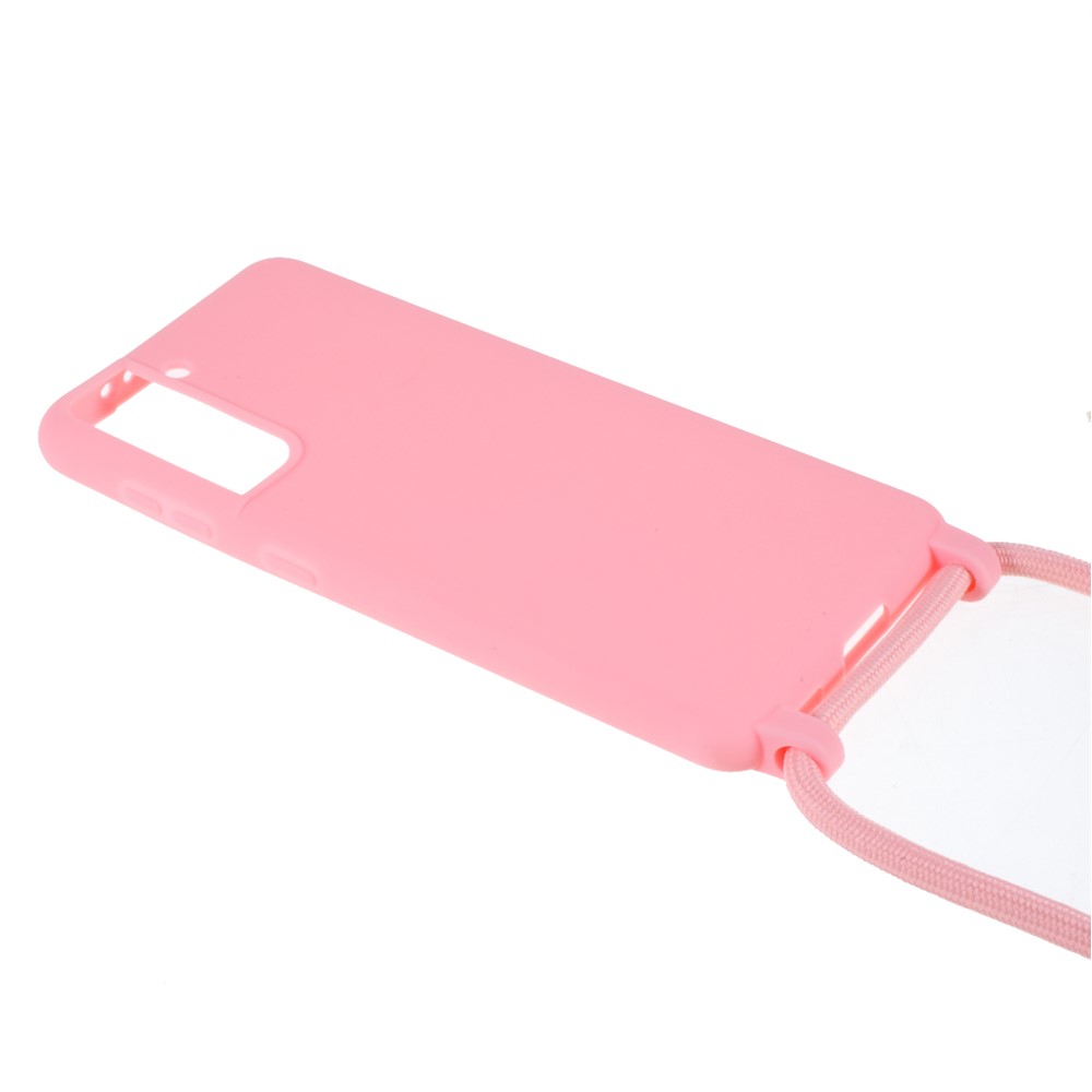 Soft TPU Case with Hanging Rope for Samsung Galaxy S21+ 5G - Light Pink-3