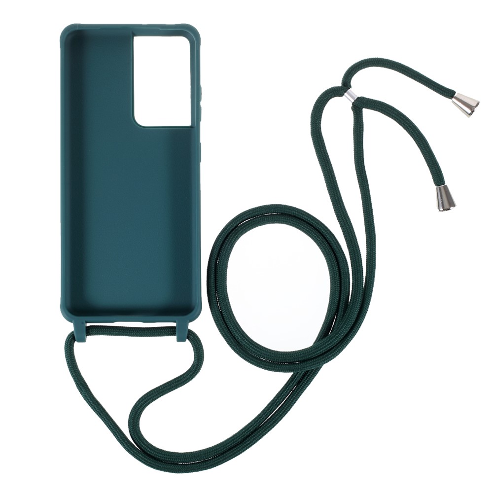 Soft TPU Case with Hanging Rope for Samsung Galaxy S21 Ultra 5G - Green-2