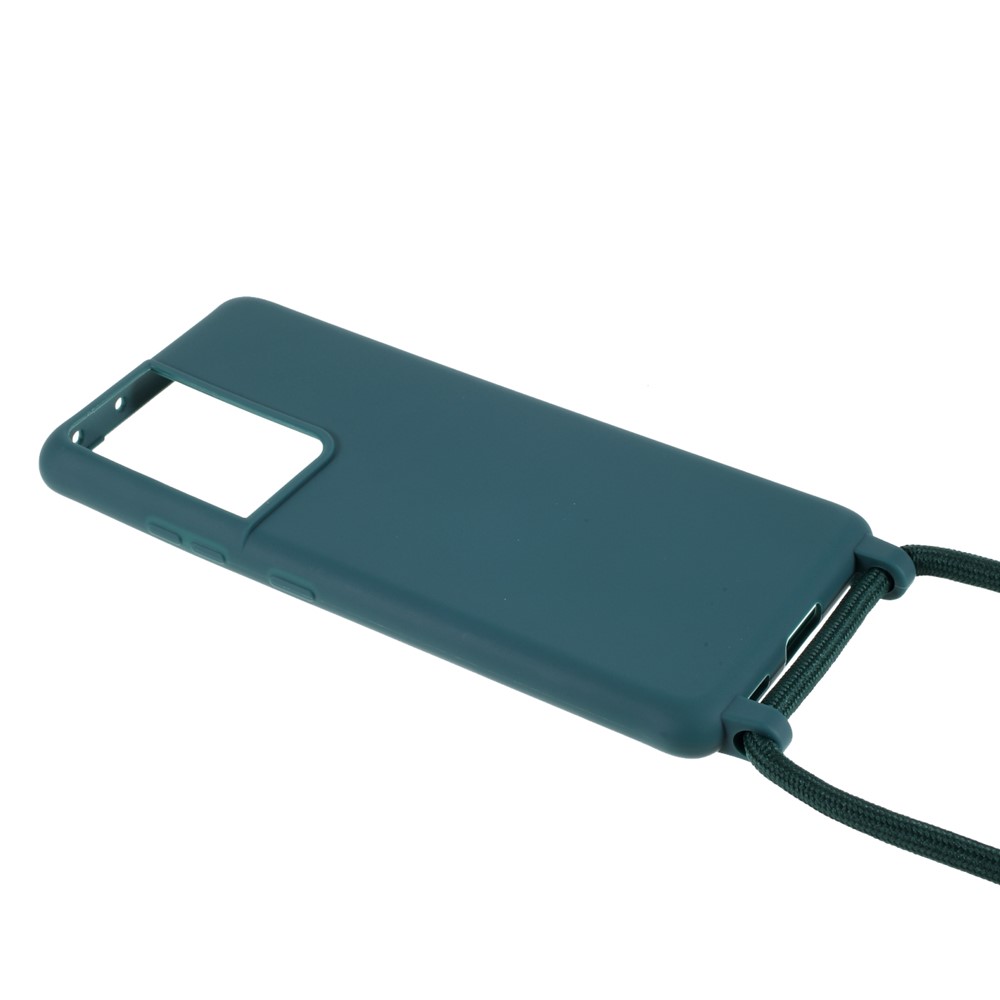 Soft TPU Case with Hanging Rope for Samsung Galaxy S21 Ultra 5G - Green-3