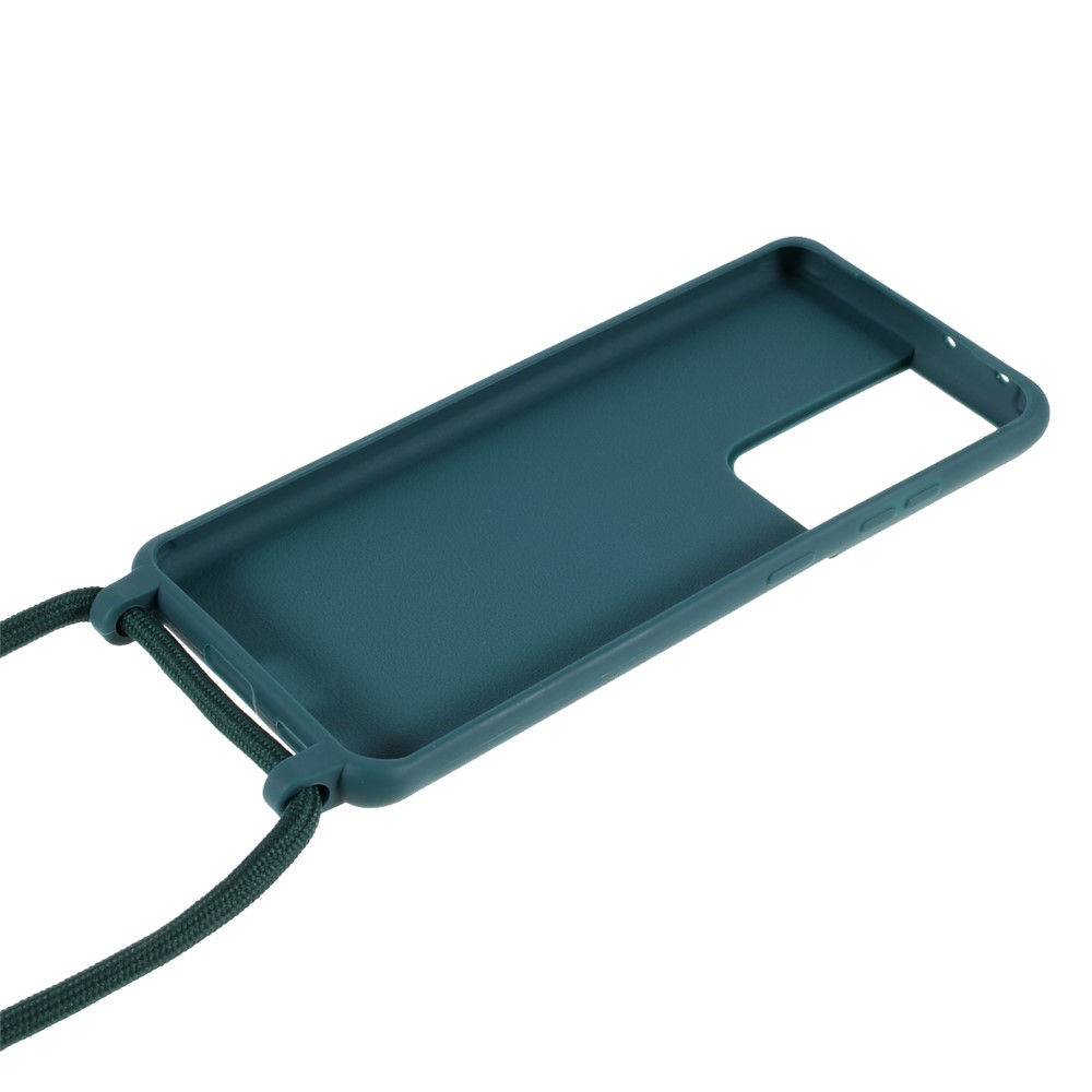 Soft TPU Case with Hanging Rope for Samsung Galaxy S21 Ultra 5G - Green-5