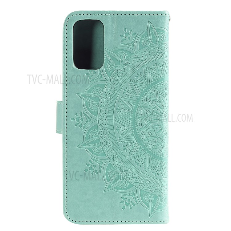 Imprinted Mandala Flower Wallet Leather Case with Strap for Samsung Galaxy A72 5G/4G - Green-3