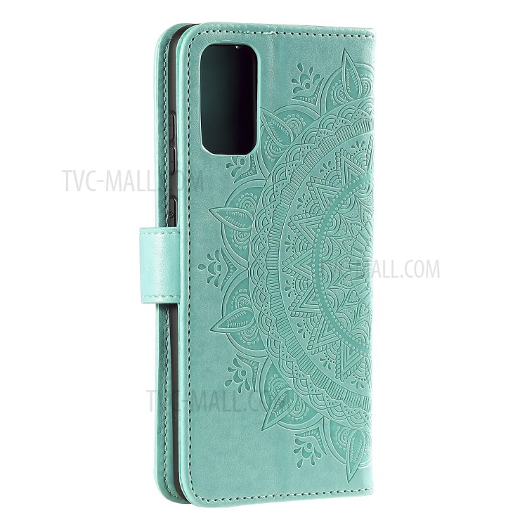 Imprinted Mandala Flower Wallet Leather Case with Strap for Samsung Galaxy A72 5G/4G - Green-5