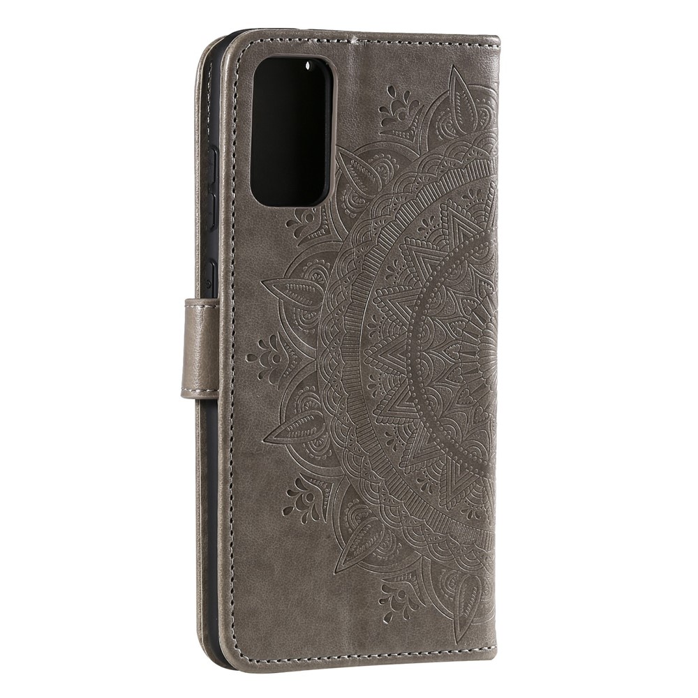 Imprinted Mandala Flower Wallet Leather Case with Strap for Samsung Galaxy A52 5G / Samsung Galaxy A52 4G - Grey-5