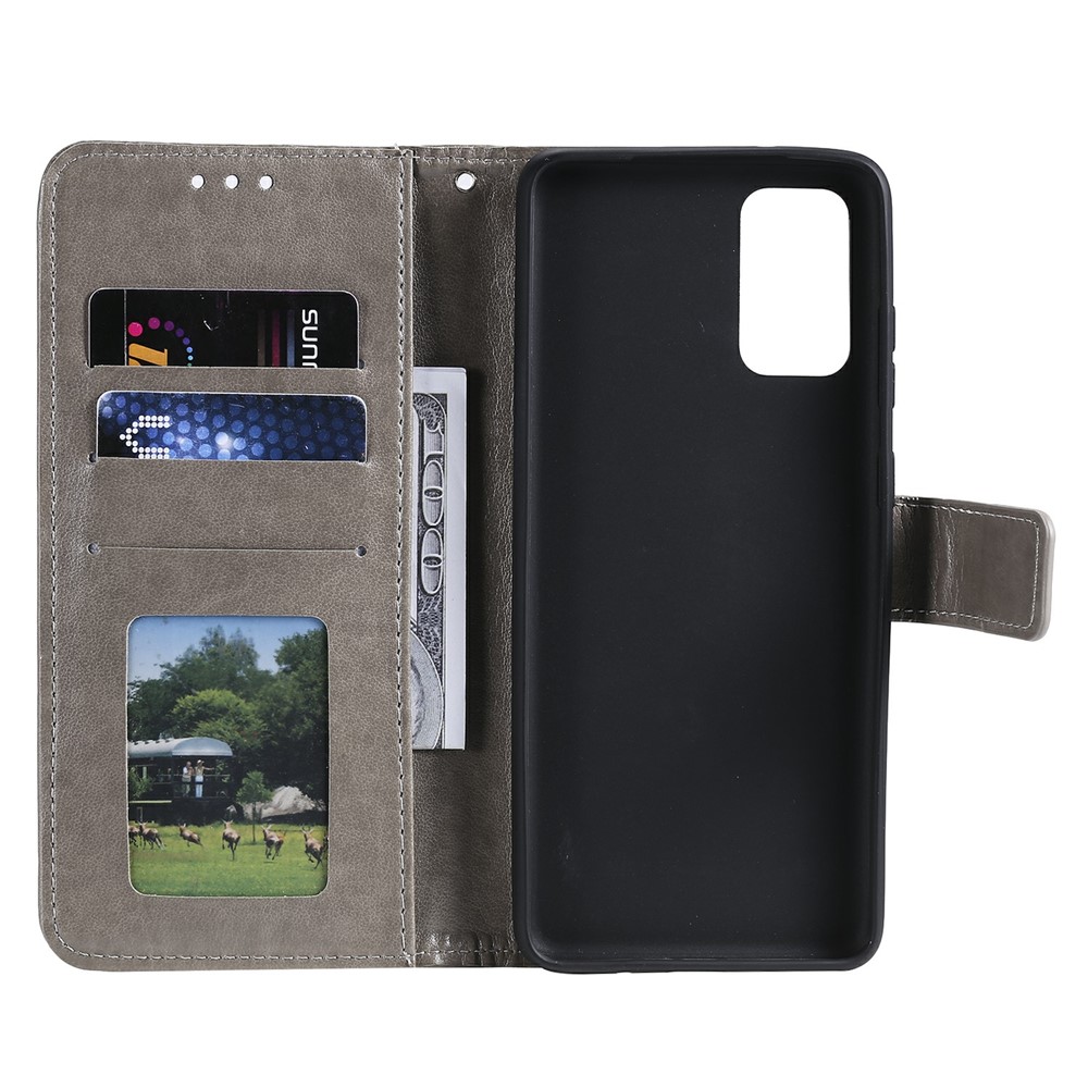 Imprinted Mandala Flower Wallet Leather Case with Strap for Samsung Galaxy A52 5G / Samsung Galaxy A52 4G - Grey-6