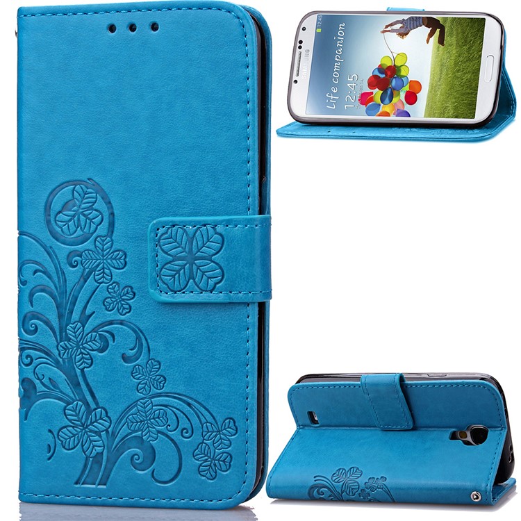 

Imprinted Four-leaf Clovers Leather Shell for Samsung Galaxy S4 mini i9190 - Blue