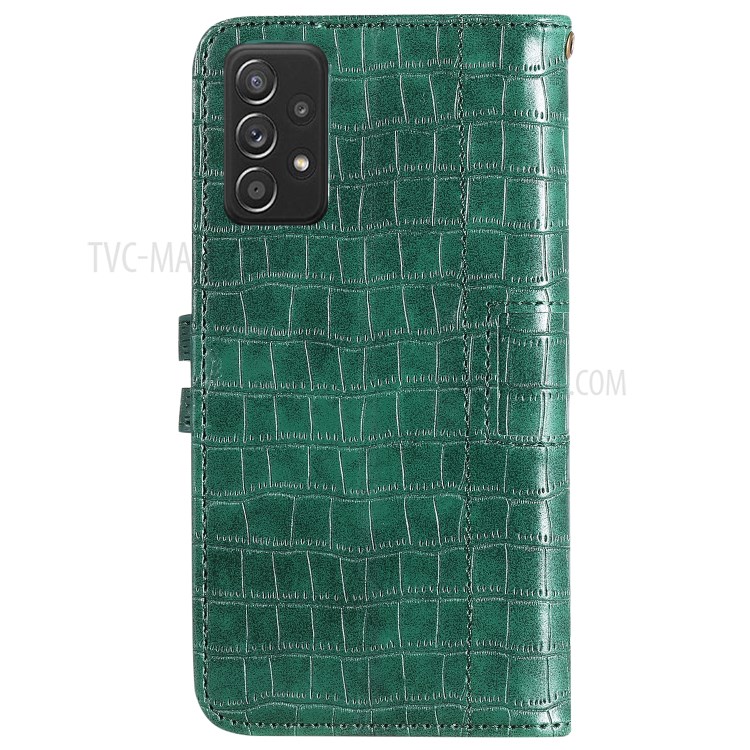 Crocodile Skin PU Leather Wallet Phone Case for Samsung Galaxy A52 5G / 4G - Green-2