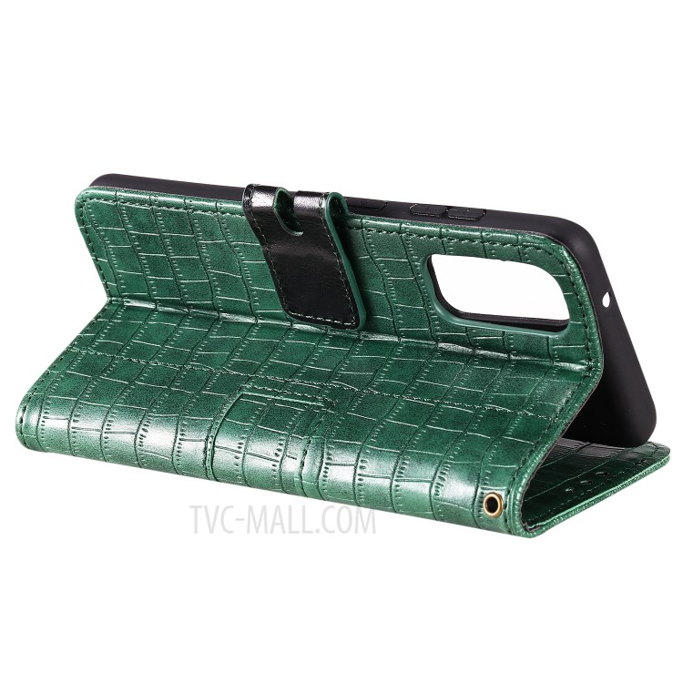 Crocodile Skin PU Leather Wallet Phone Case for Samsung Galaxy A52 5G / 4G - Green-6