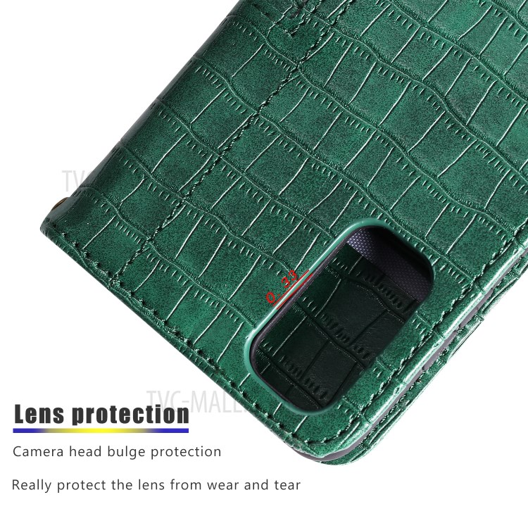 Crocodile Skin PU Leather Wallet Phone Case for Samsung Galaxy A52 5G / 4G - Green-7