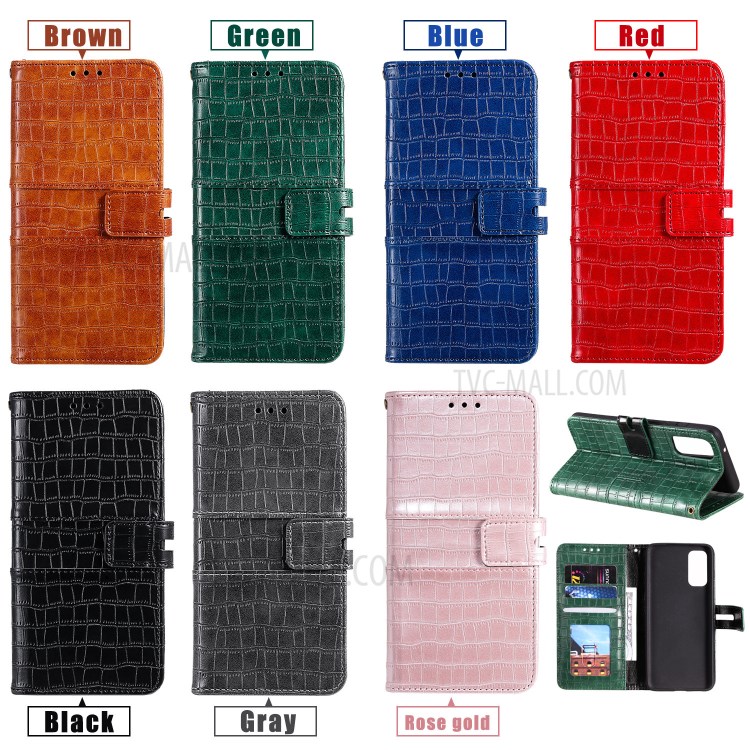 Crocodile Skin PU Leather Wallet Phone Case for Samsung Galaxy A52 5G / 4G - Green-8