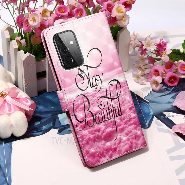 3D Pattern Printing PU Leather Wallet Stand Phone Shell Case for Samsung Galaxy A72 5G/4G - Stay Beautiful-4
