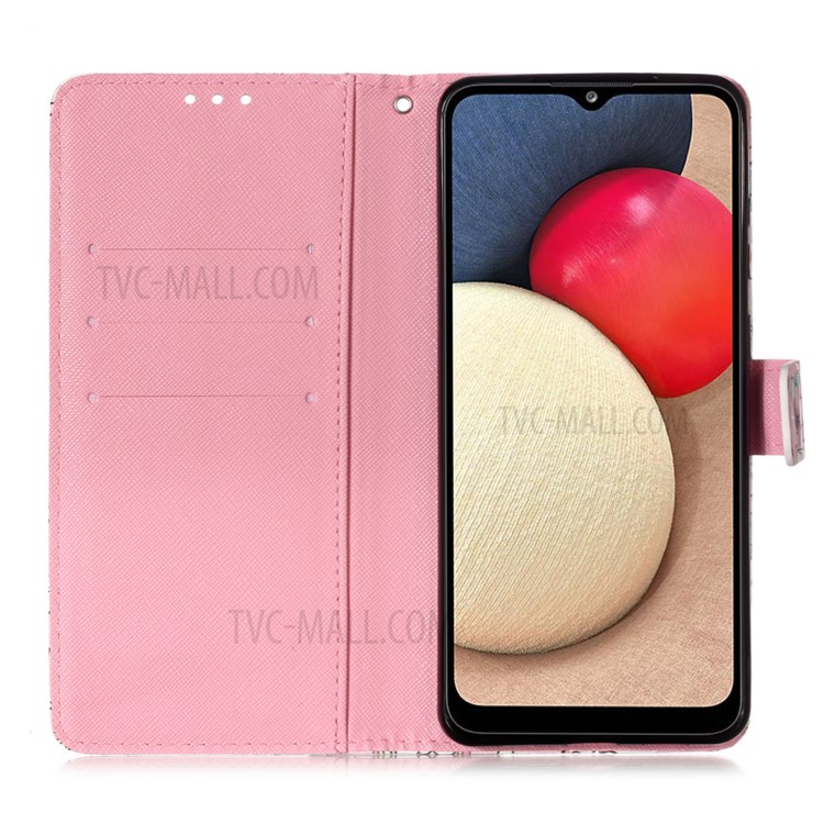 3D Pattern Printing Wallet Stand PU Leather Phone Shell Case for Samsung Galaxy A02s (166.5x75.9x9.2mm) - Rose Red Butterfly-5