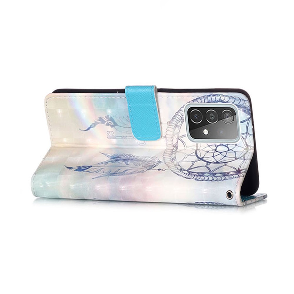 3D Pattern Printing PU Leather Wallet Stand Phone Case Shell for Samsung Galaxy A52 4G/5G - Dreamy Wind Chime-3
