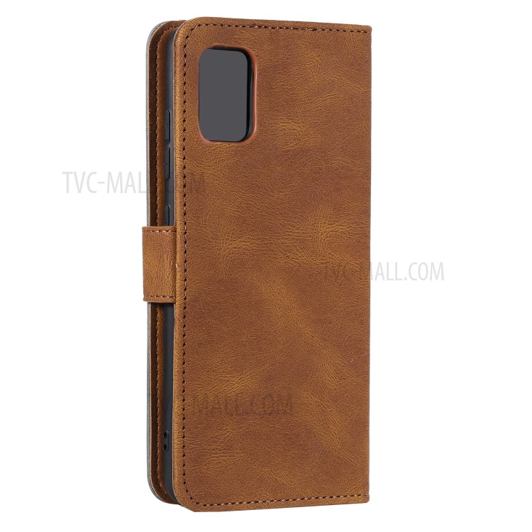 Rivet Decor Splicing Design Skin-Feeling Leather Phone Wallet Protective Cover for Samsung Galaxy A72 4G/5G - Brown-4