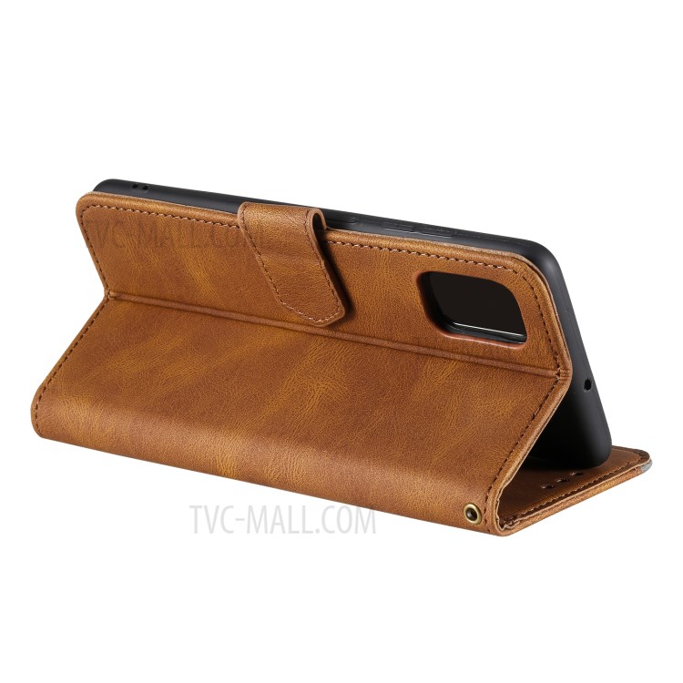 Rivet Decor Splicing Design Skin-Feeling Leather Phone Wallet Protective Cover for Samsung Galaxy A72 4G/5G - Brown-6