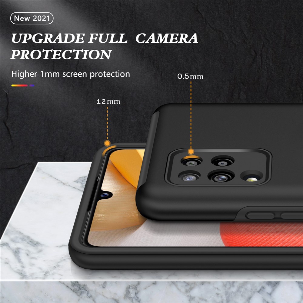 Anti-Shock Hybrid Phone Case Cover with Ring Shape Kickstand Design for Samsung Galaxy A42 5G - Black-6