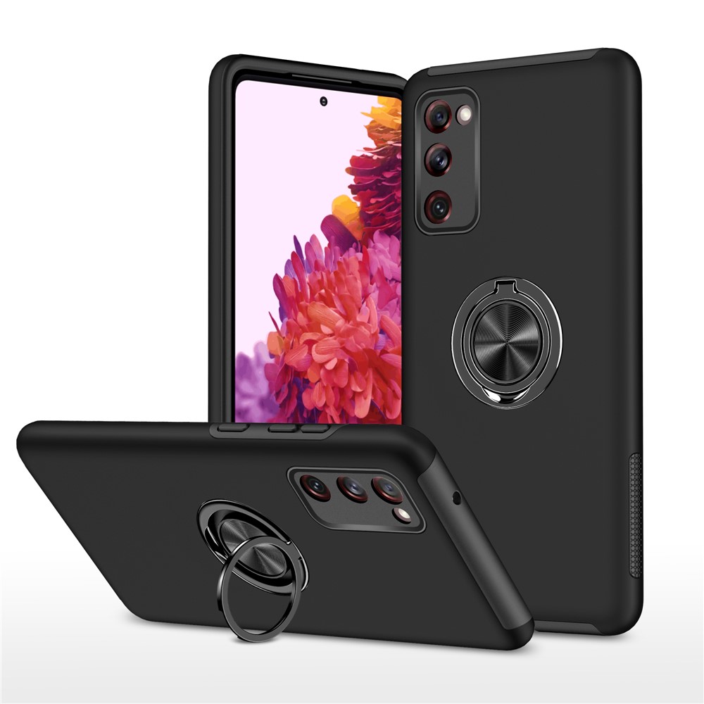 Ring Shape Kickstand Design Shock Absorption Hybrid Phone Case Cover for Samsung Galaxy S20 FE/S20 Fan Edition/S20 FE 5G/S20 Fan Edition 5G - Black-1
