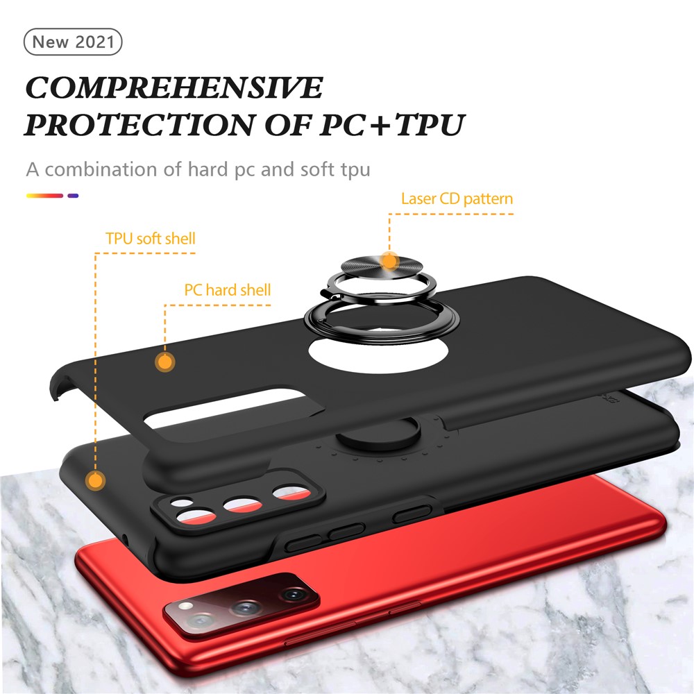 Ring Shape Kickstand Design Shock Absorption Hybrid Phone Case Cover for Samsung Galaxy S20 FE/S20 Fan Edition/S20 FE 5G/S20 Fan Edition 5G - Black-4