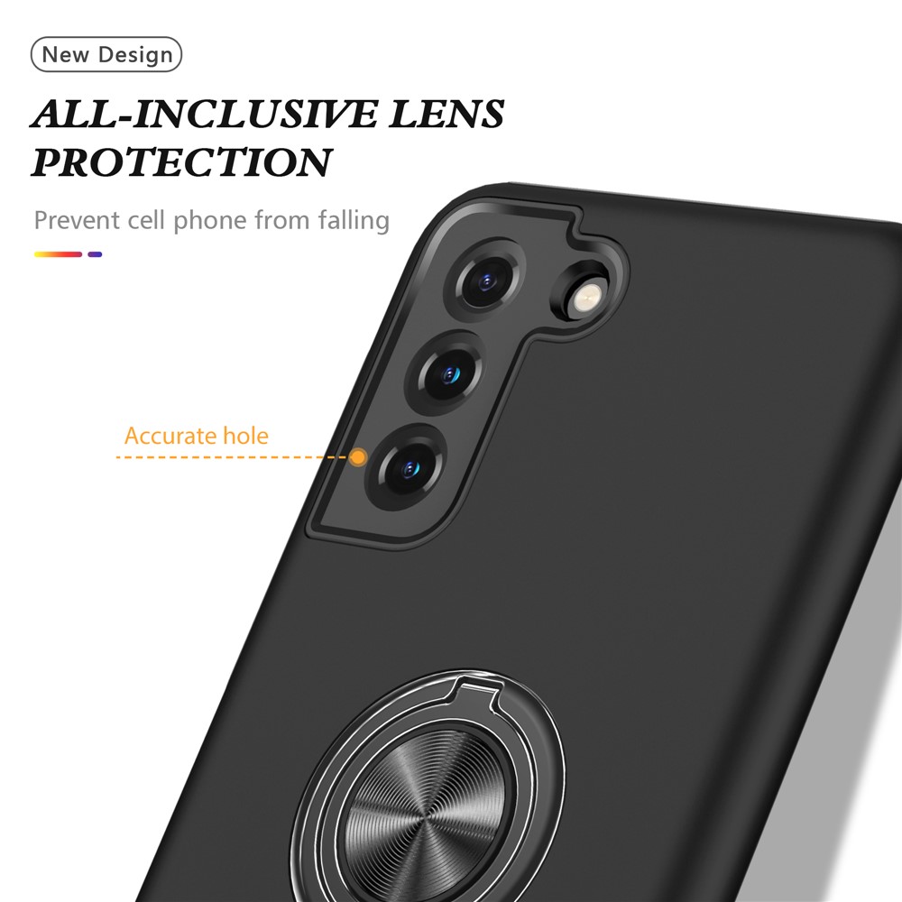 Ring Shape Kickstand Design TPU + PC Hybrid Phone Case Cover for Samsung Galaxy S21 Plus 5G - Black-6