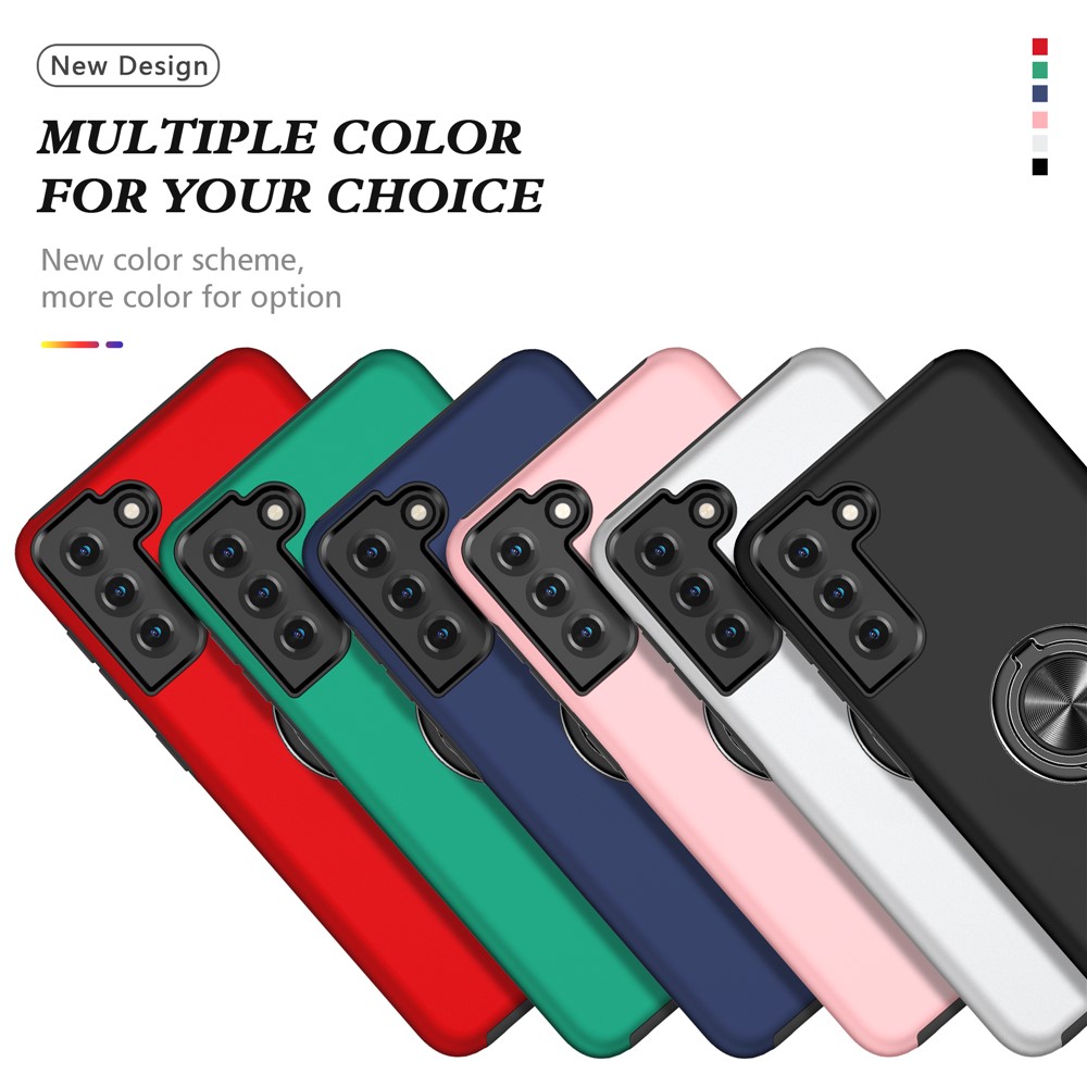 Ring Shape Kickstand Design TPU + PC Hybrid Phone Case Cover for Samsung Galaxy S21 Plus 5G - Black-8