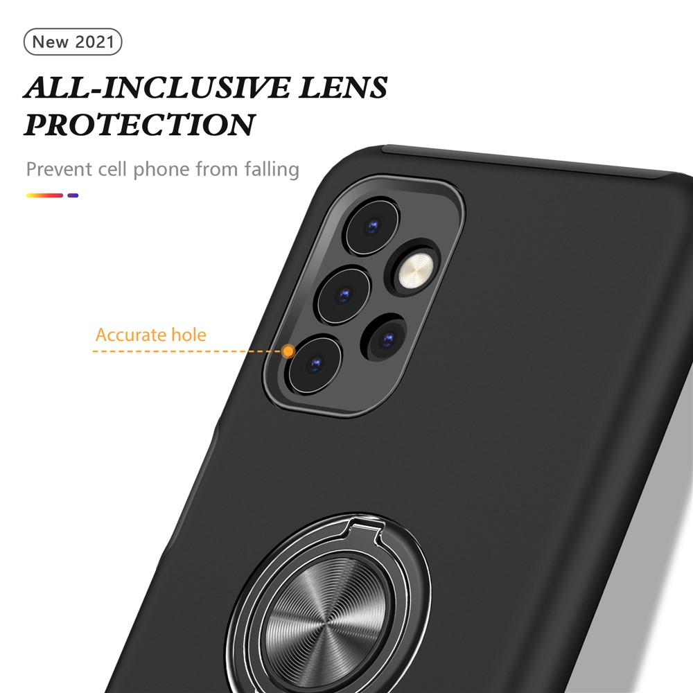 Anti-Fall Hybrid Phone Case Ring Shape Kickstand Design Cover for Samsung Galaxy A32 5G - Black-6
