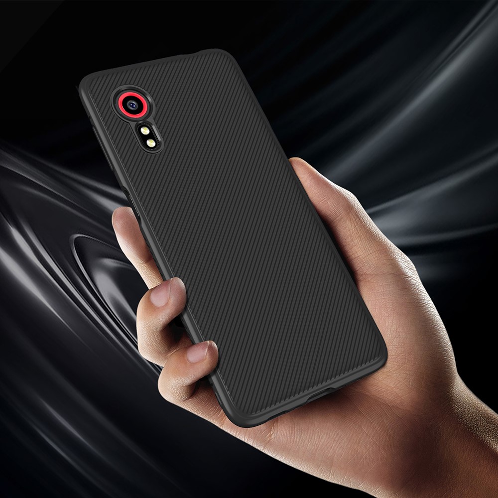 Jazz Series Twill Texture Flexible Super Slim Thicken TPU Case for Samsung Galaxy Xcover 5 - Black-5