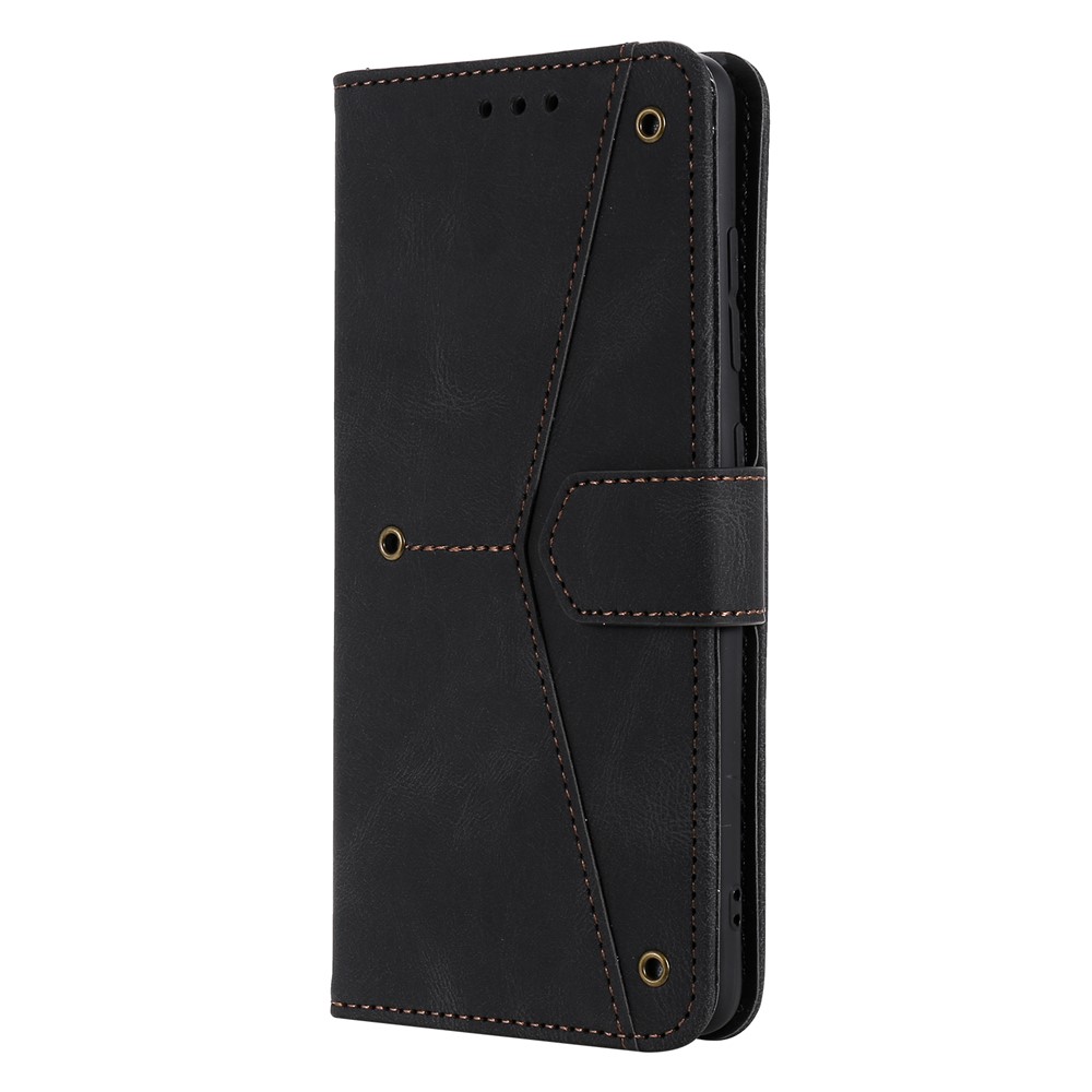 Rivet Decor Splicing Design Skin-Feeling Leather Phone Wallet Protective Cover for Samsung Galaxy A52 4G / 5G - Black-3