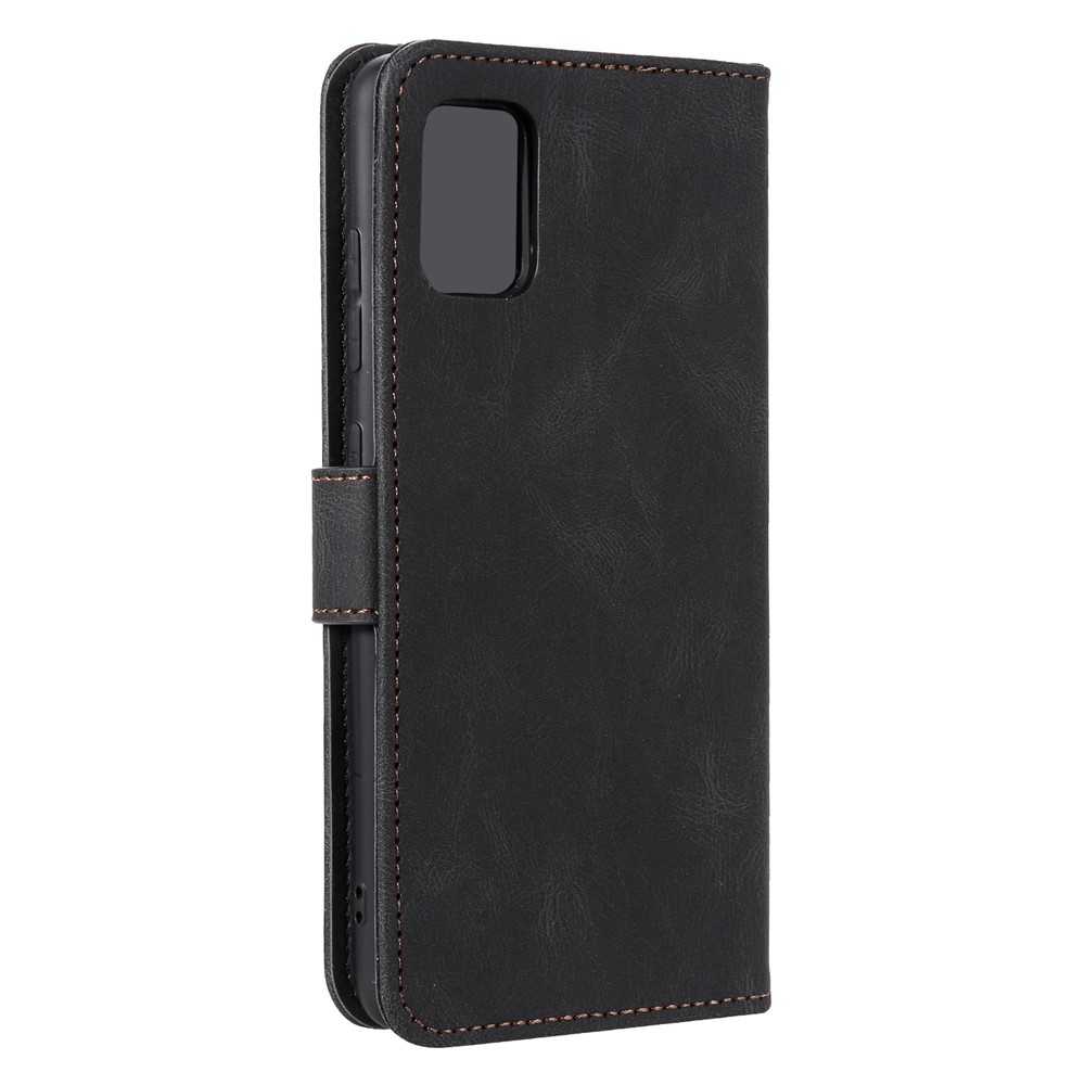 Rivet Decor Splicing Design Skin-Feeling Leather Phone Wallet Protective Cover for Samsung Galaxy A52 4G / 5G - Black-4
