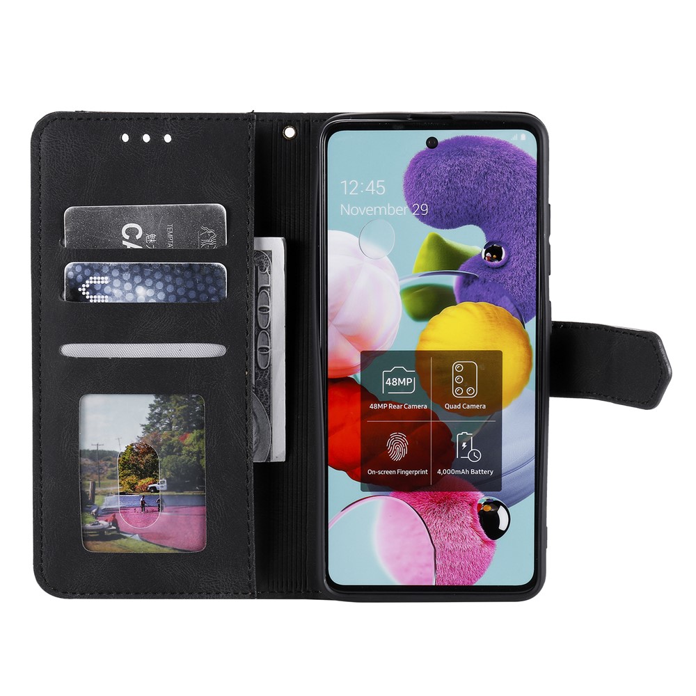 Rivet Decor Splicing Design Skin-Feeling Leather Phone Wallet Protective Cover for Samsung Galaxy A52 4G / 5G - Black-5