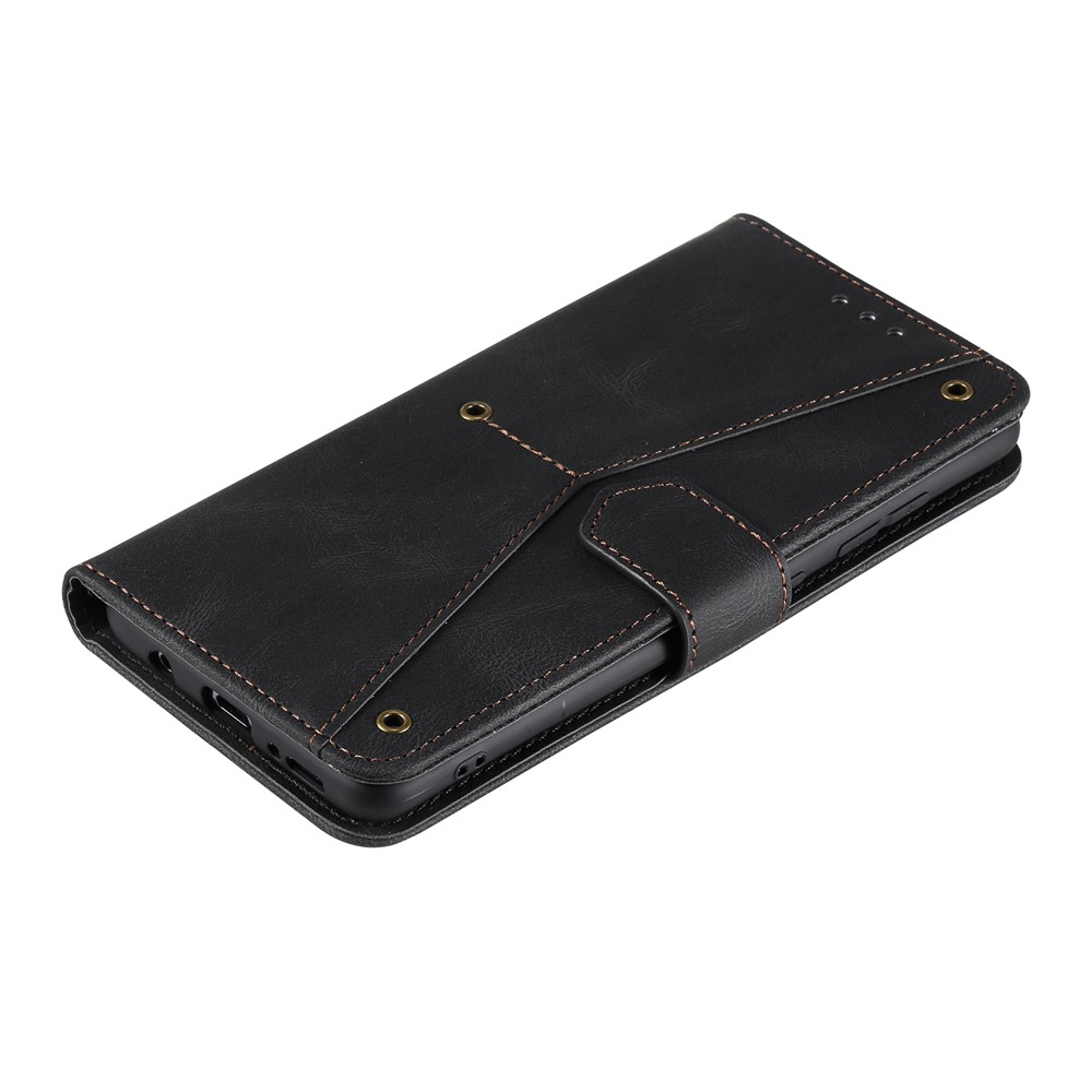 Rivet Decor Splicing Design Skin-Feeling Leather Phone Wallet Protective Cover for Samsung Galaxy A52 4G / 5G - Black-7