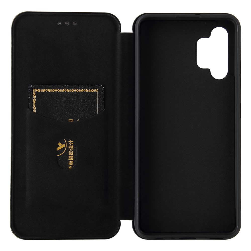 Auto-absorbed Stand Carbon Fiber Texture Leather Shell Cover for Samsung Galaxy A32 5G / 4G - Black-5