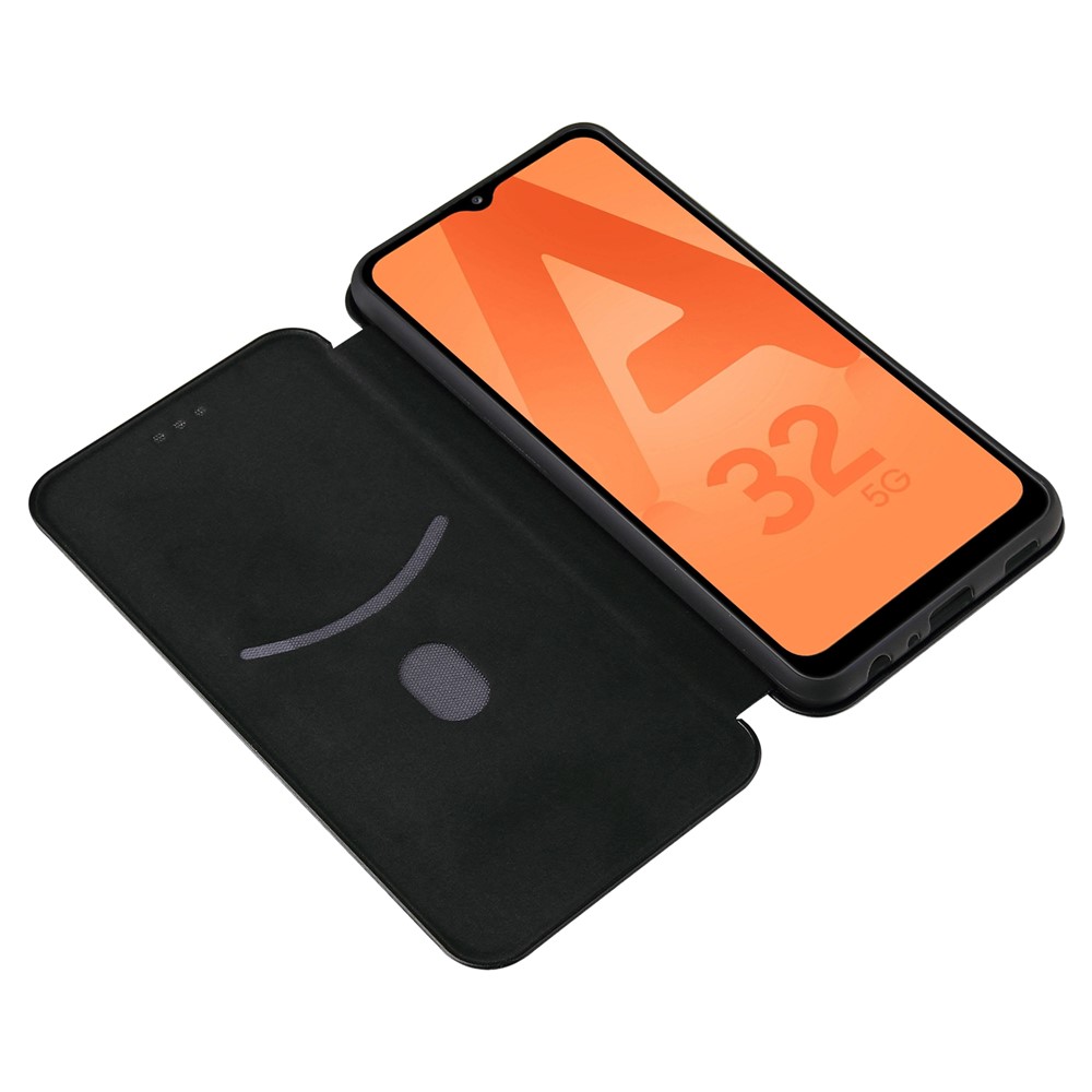 Auto-absorbed Stand Carbon Fiber Texture Leather Shell Cover for Samsung Galaxy A32 5G / 4G - Black-6