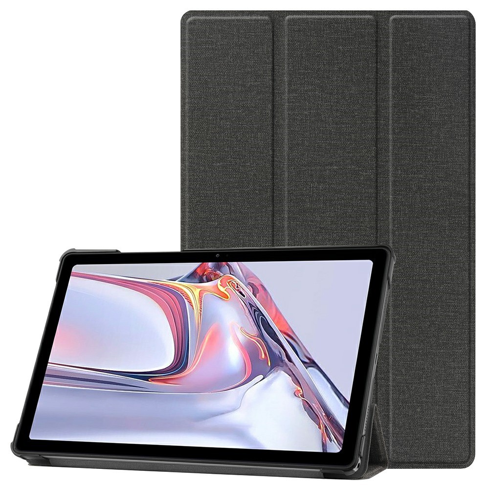 Tri-fold Cloth Texture Leather Tablet Case Stand for Samsung Galaxy Tab A7 10.4 (2020) - Black-1