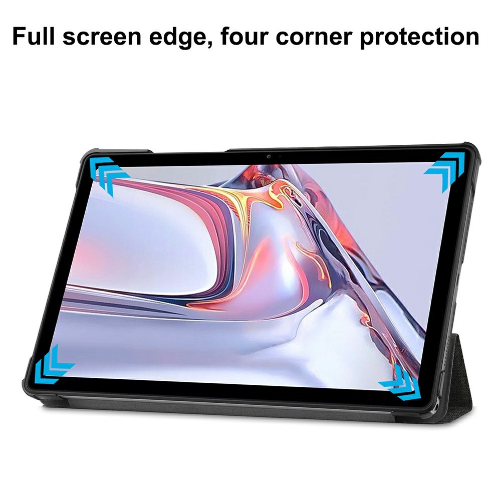Tri-fold Cloth Texture Leather Tablet Case Stand for Samsung Galaxy Tab A7 10.4 (2020) - Black-2