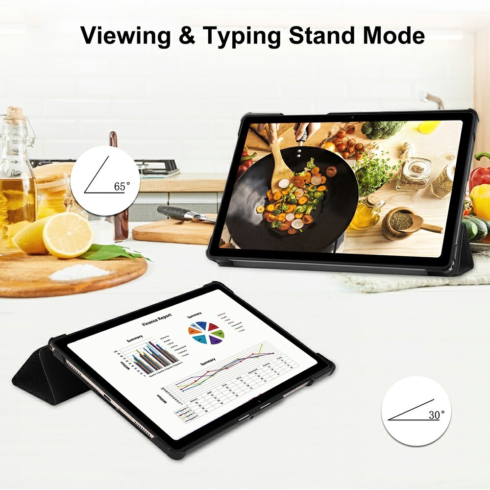 Tri-fold Cloth Texture Leather Tablet Case Stand for Samsung Galaxy Tab A7 10.4 (2020) - Black-3